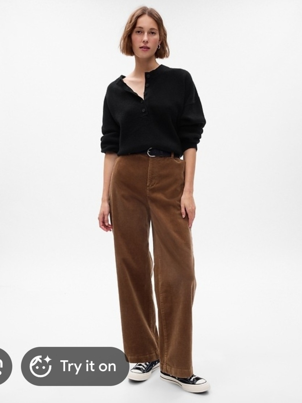 GAP Midrise Loose Corduroy Pants Brazrn Brown